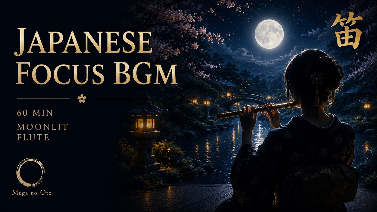 Moonlit Flute | Japanese Instrumental Focus Music - 65 Minutes