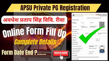 APSU PG Private Admission 2024-25 || APSU PG Enrollmenta Form Kaise Bhare || APSU Rewa Private Form