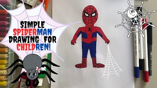 How to Draw a Cartoon Spiderman for kids| Easy and Cute Tutorial for Kids | Step-by-Step for kids