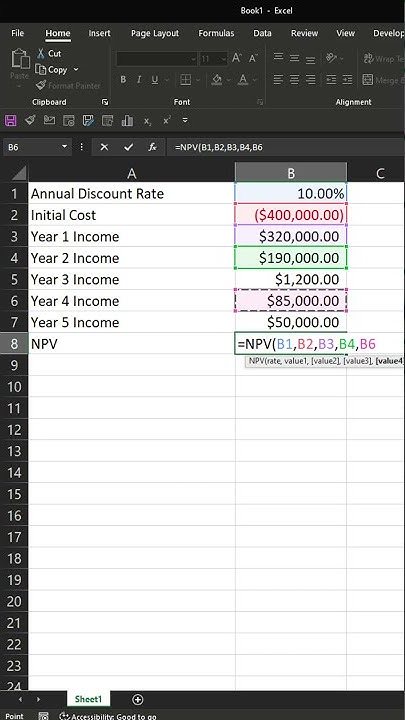 NPV Function #Shorts Microsoft Excel Tutorial Net Present Value & Time ...
