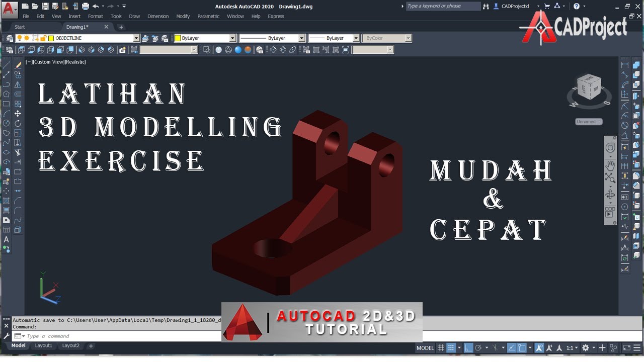 TUTORIAL AUTOCAD 3D UNTUK PEMULA ‼ AUTOCAD 3D PRACTICE - YouTube