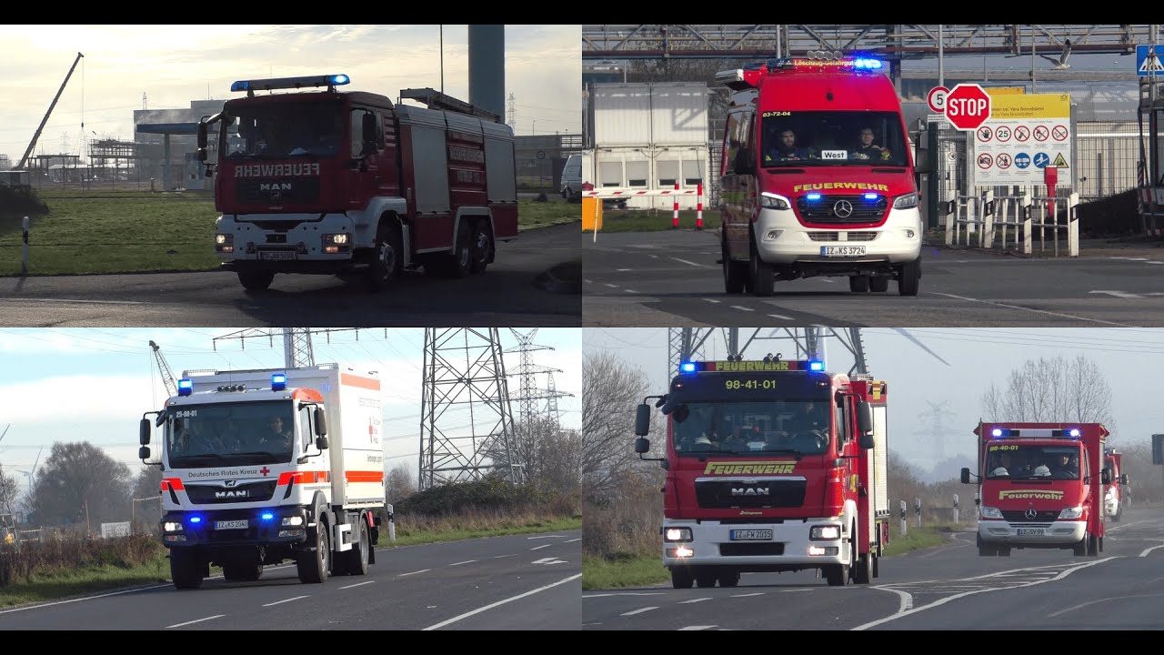 [ALARM im CHEMIEPARK Brunsbüttel !] Einsatzfahrten zum Großeinsatz von Feuerwehr DRK und LZG !