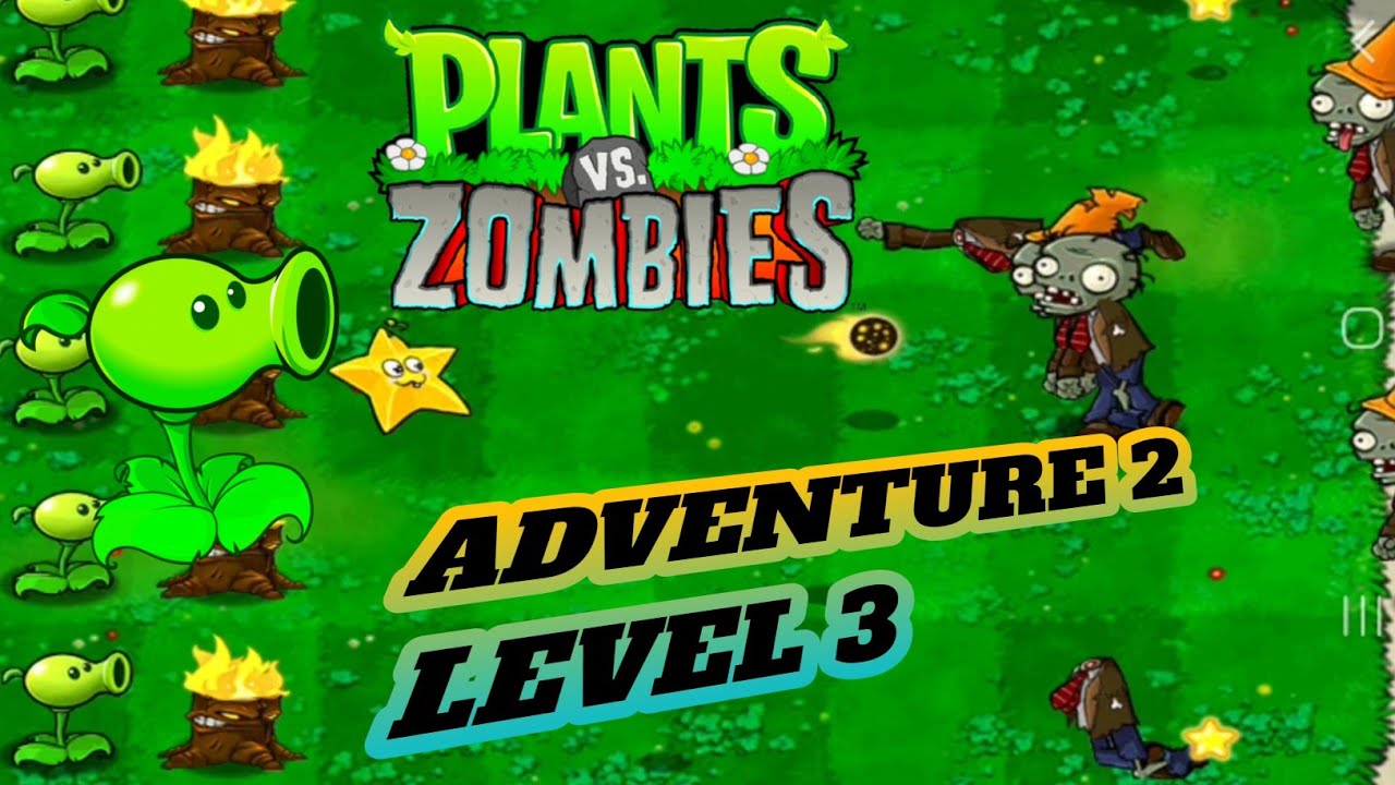 Геймплей Plants vs Zombies, ПРИКЛЮЧЕНИЕ 2, УРОВЕНЬ 3.