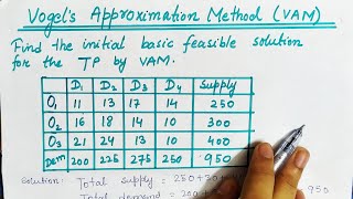 Lec-23 Vogel's Approximation Method Transportation Problem || In Hindi || Operation Research