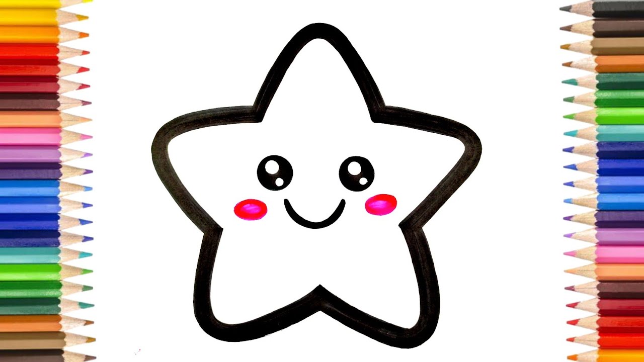 Cute Star || Drawing, Painting & Coloring for kids and Toddlers || How to draw A Cute Star for kids