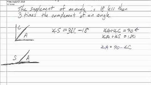 Complements & Supplements Word Problem