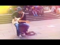 Amazing street performers blues guitar player playing live music