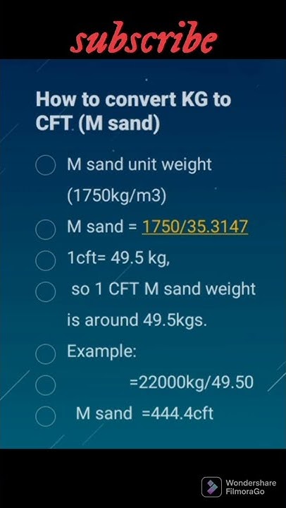 how-to-convert-kg-to-cft-m-sand-youtube