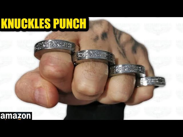 Brass knuckles with three pointed points with handle with eight bullets in  440 chromed stainless steel