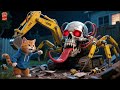 Hero Kitten Battles Mutated Skeleton Excavator Monster on Birthday💀☠️