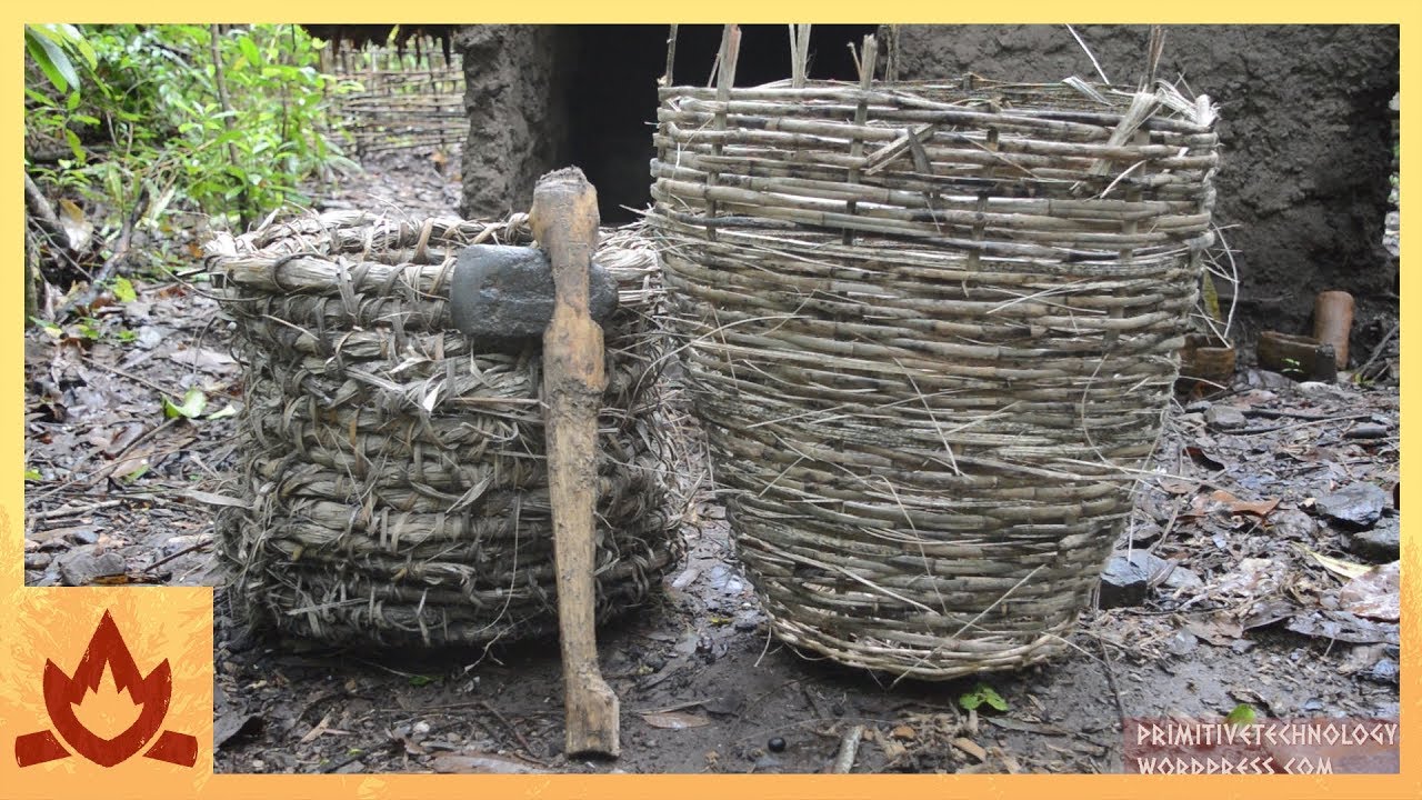 Primitive Technology: Baskets and stone hatchet