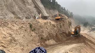 Cutting works on Galchhi - Trishuli Highway