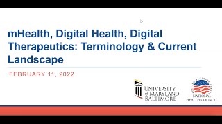 mHealth, Digital Health, Digital Therapeutics: Terminology & Current Landscape Webinar screenshot 1