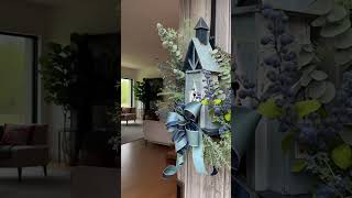 DIY Blue Church Woodland Forest Wreath Tutorial | Rustic Winter Door Decor