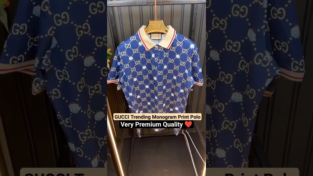GUCCI Monogram Print Premium Polo T-shirt For Men❤|Branded Polo T-shirt 2023