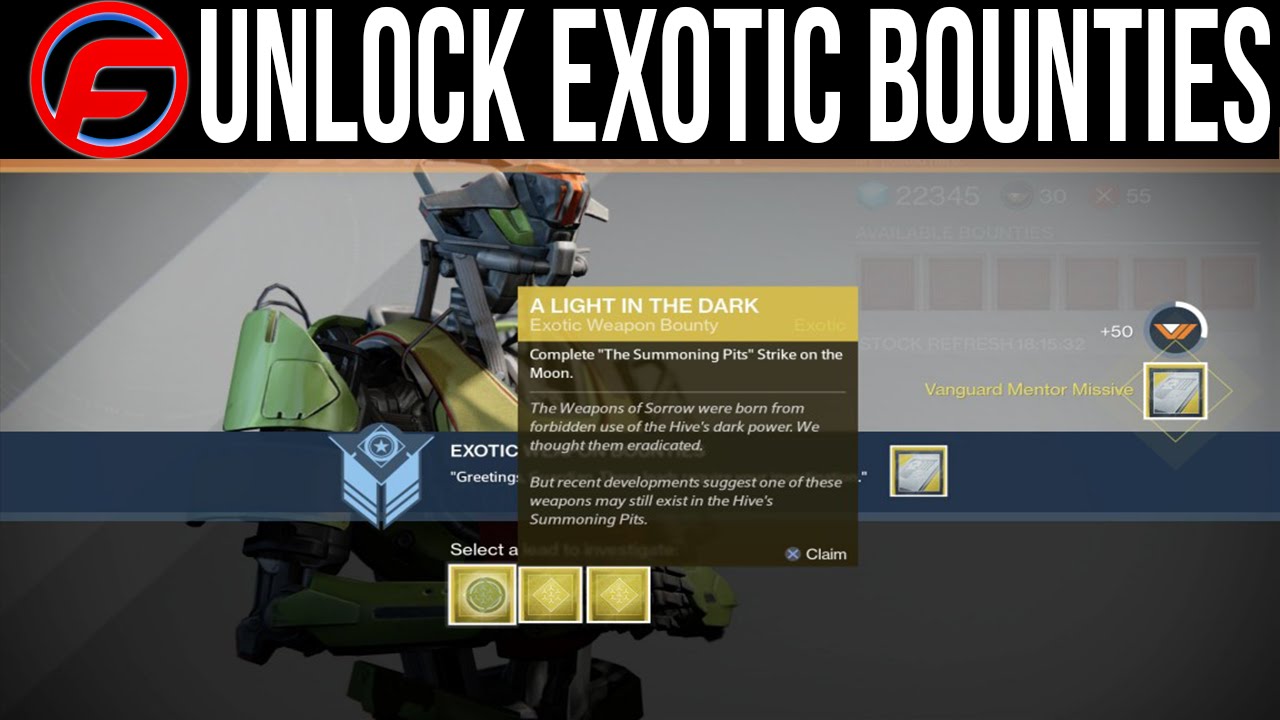 Exotic Weapon Bounties For Destiny