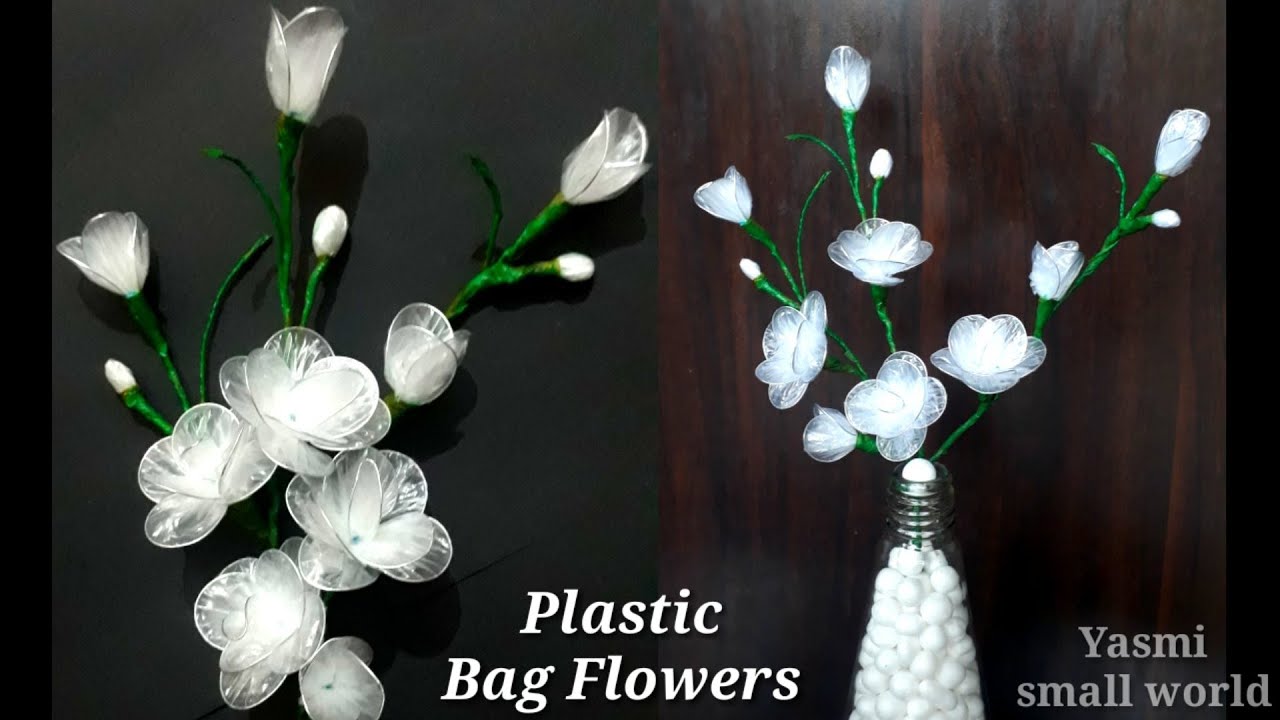 How to make flowers from plastic carry bag Easy to make flowers