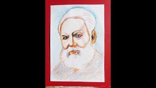 how to draw Alex Jander Graham Bell