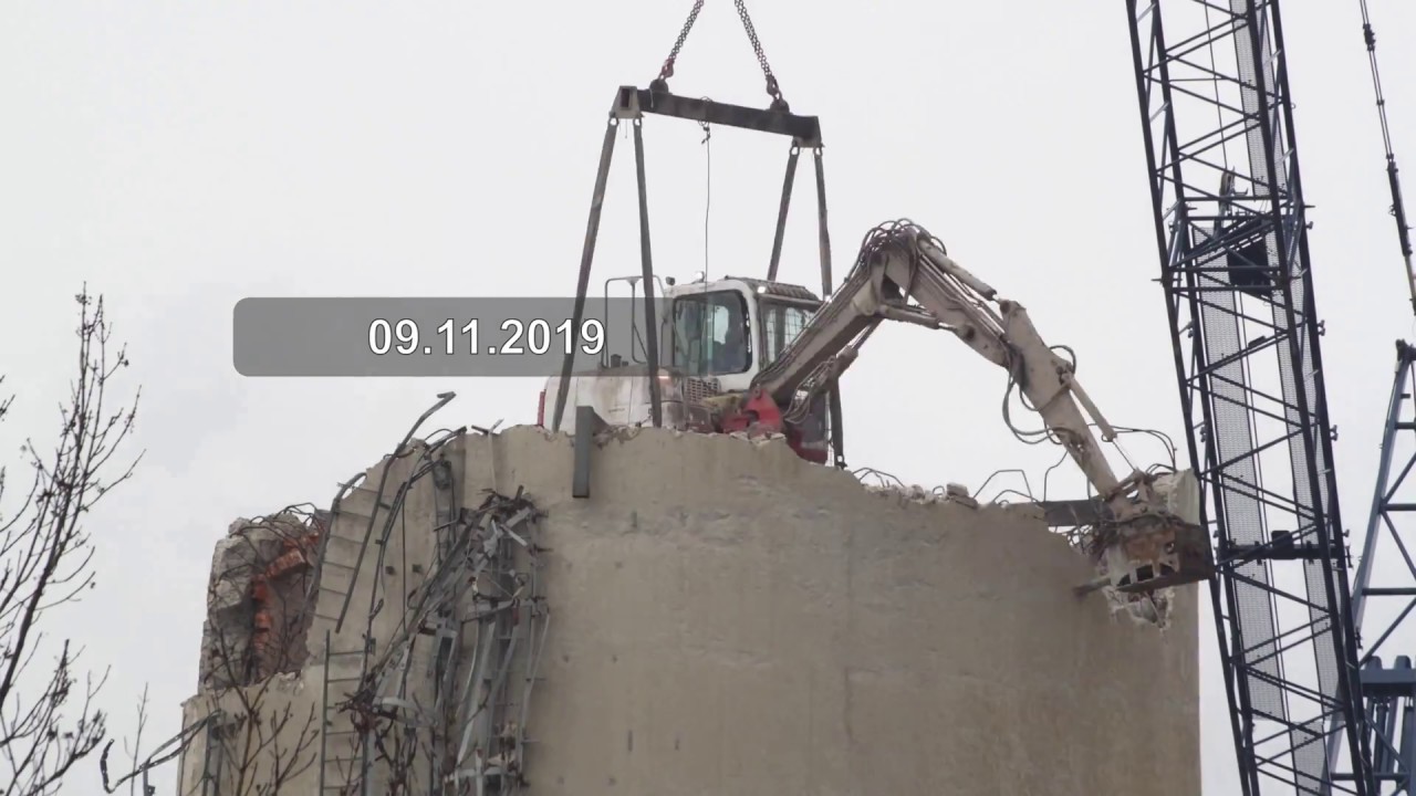 Wyburzanie kominów Elektrociepłowni Bielsko-Biała Timelapse 4K