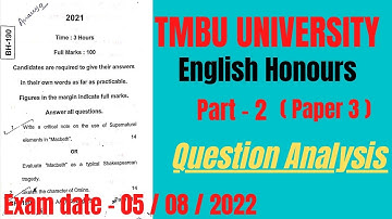 English honours previous year question paper | B.A part 2 | Paper 3 | TMBU  University