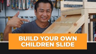 How to build your own children slide with pine wood timber + wood glue + screws.