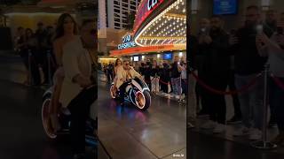 Futuristic LED 🏍️Motorcycle Folds into Luggage at Las Vegas Casino 🧳 #transformation #shorts