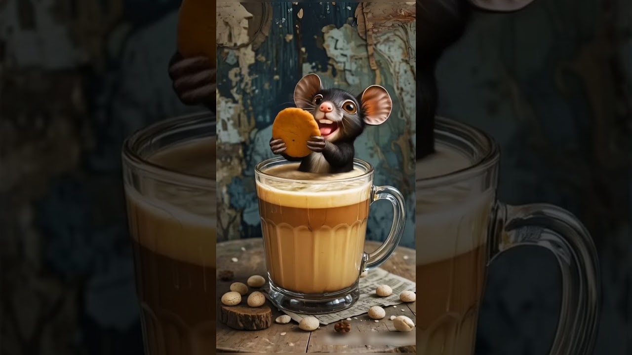 A mouse is taking his breakfast 