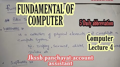 FUNDAMENTAL OF COMPUTER / JKSSB ACCOUNT ASSISTANT (Lecture 4) #Jkssbaccountassistant