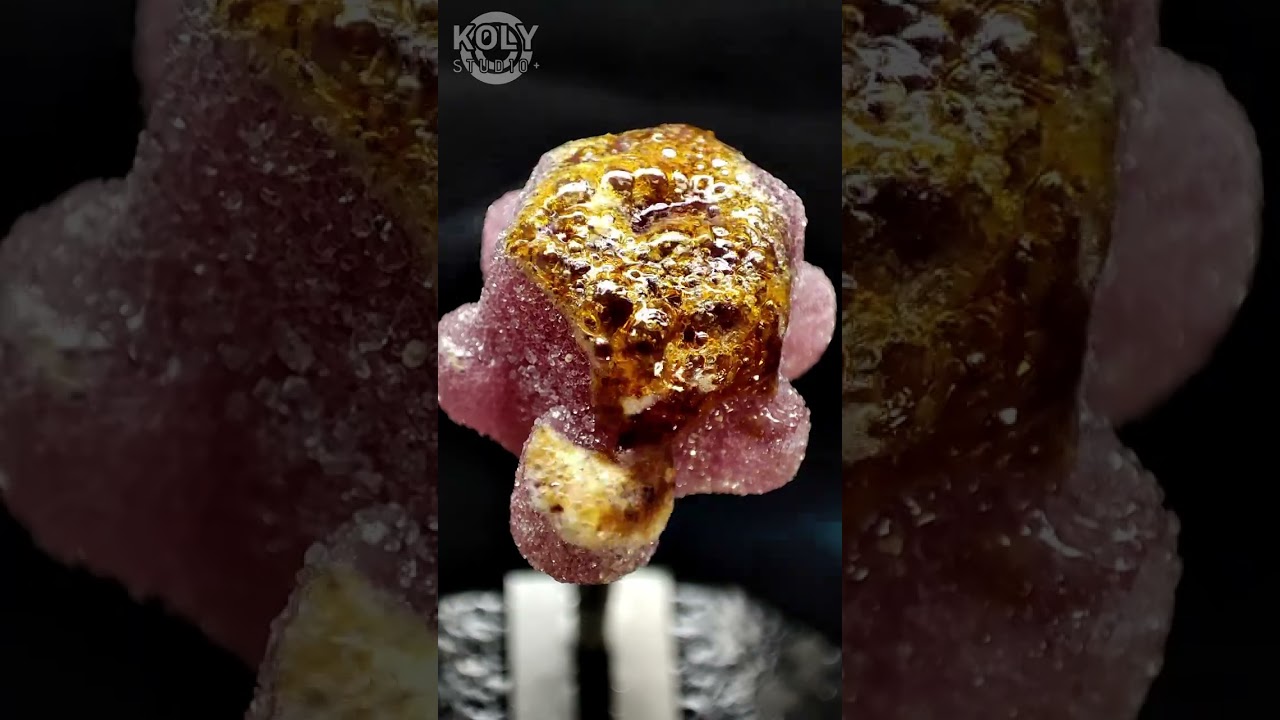 Gummy Candy burning close up shot  