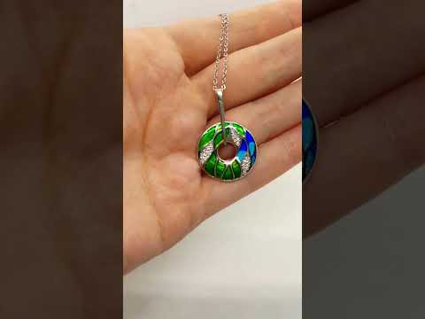 Кулон на ланцюжку "донат бублик" емаль та кристали срібло 925, видео 1