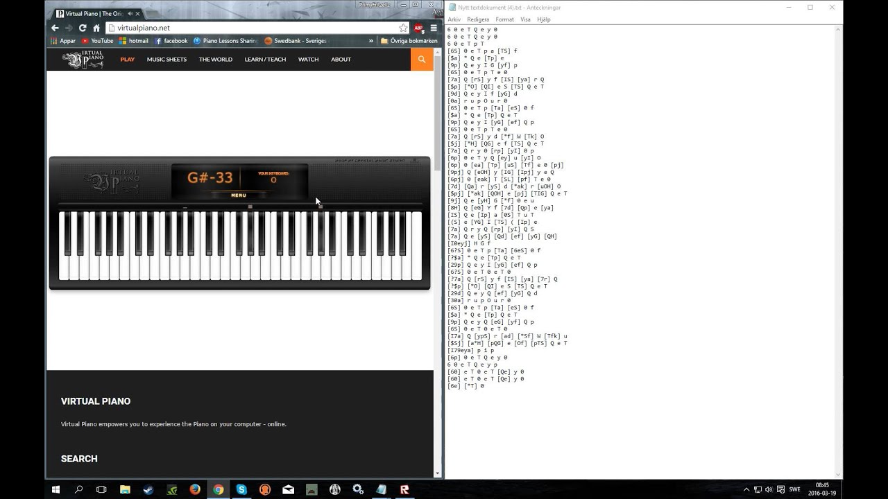 virtual piano sheet music anime