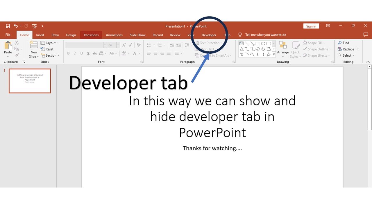 How to show and hide the developer tab in PowerPoint - YouTube