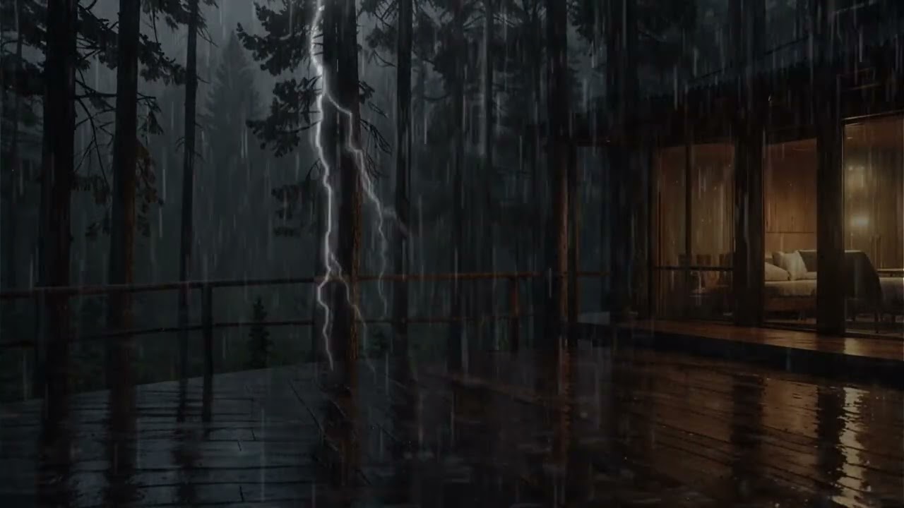 Peaceful Rainstorm in a Forest Cabin | Soothing Rain for Stress Relief