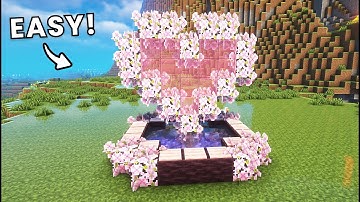 Minecraft I How to Build a Heart Shaped Fountain I Cherry Blossom