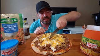 Döner Kabab Pizza mit Käse überbacken + Ayran /Homemade Pizza/