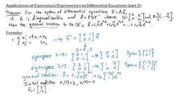 Linear Algebra - Applications of Eigenvalues/Eigenvectors to solve Differential Equations (part 2)