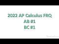 AP Calculus Exam 2022 Free Response Questions