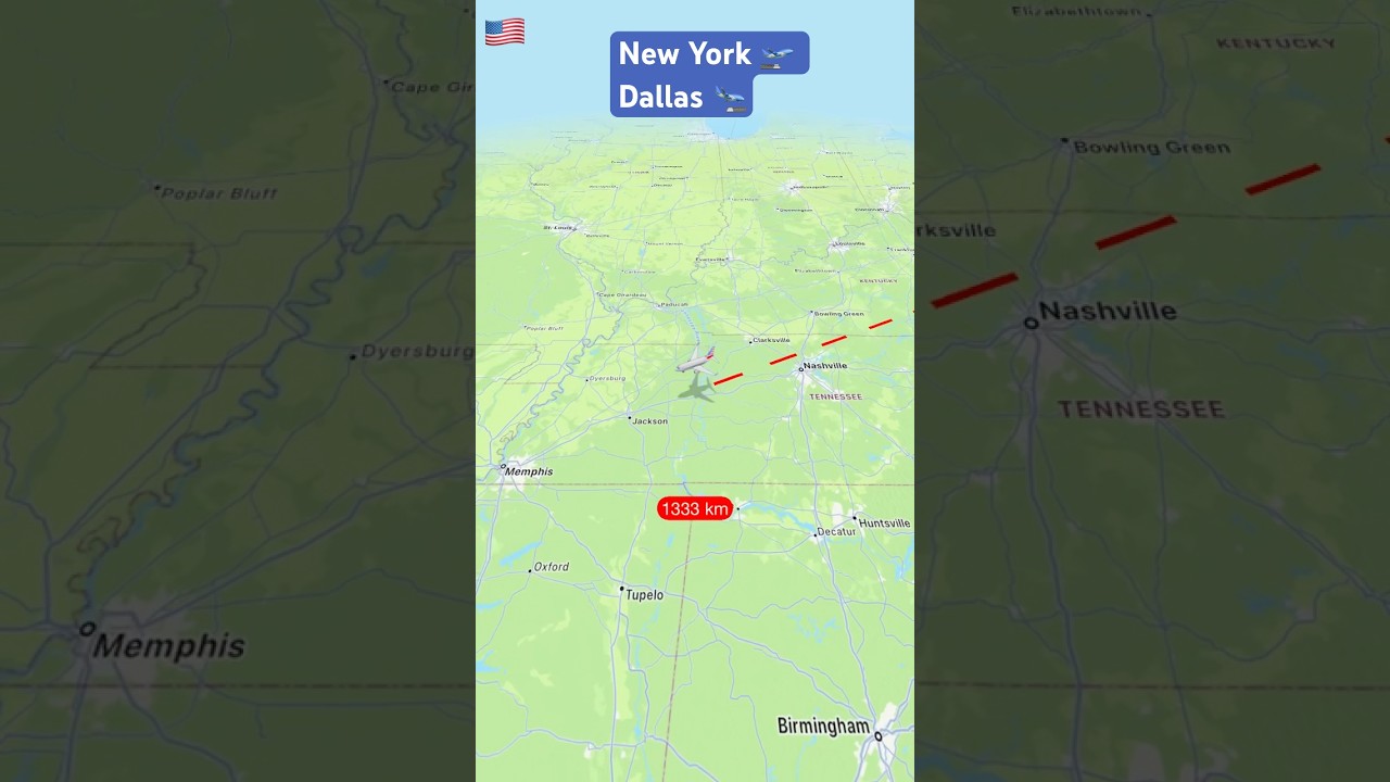 Flight from New York to Dallas ✈️ by American Airlines 🇺🇸 #travelroutes #travelboast #airline #map
