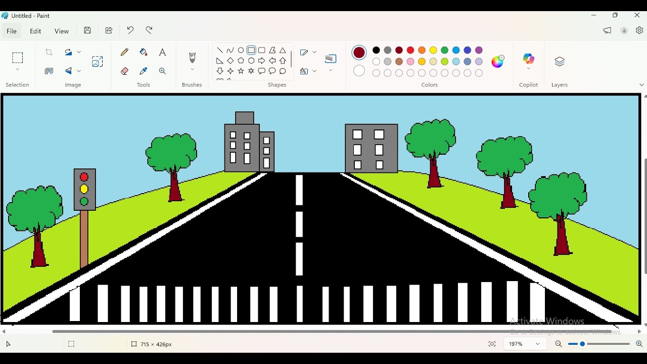 city road drawing | easy drawing | smart city drawing🚦