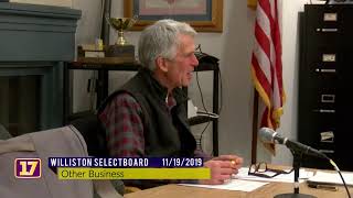 11/19/2019 Williston Selectboard