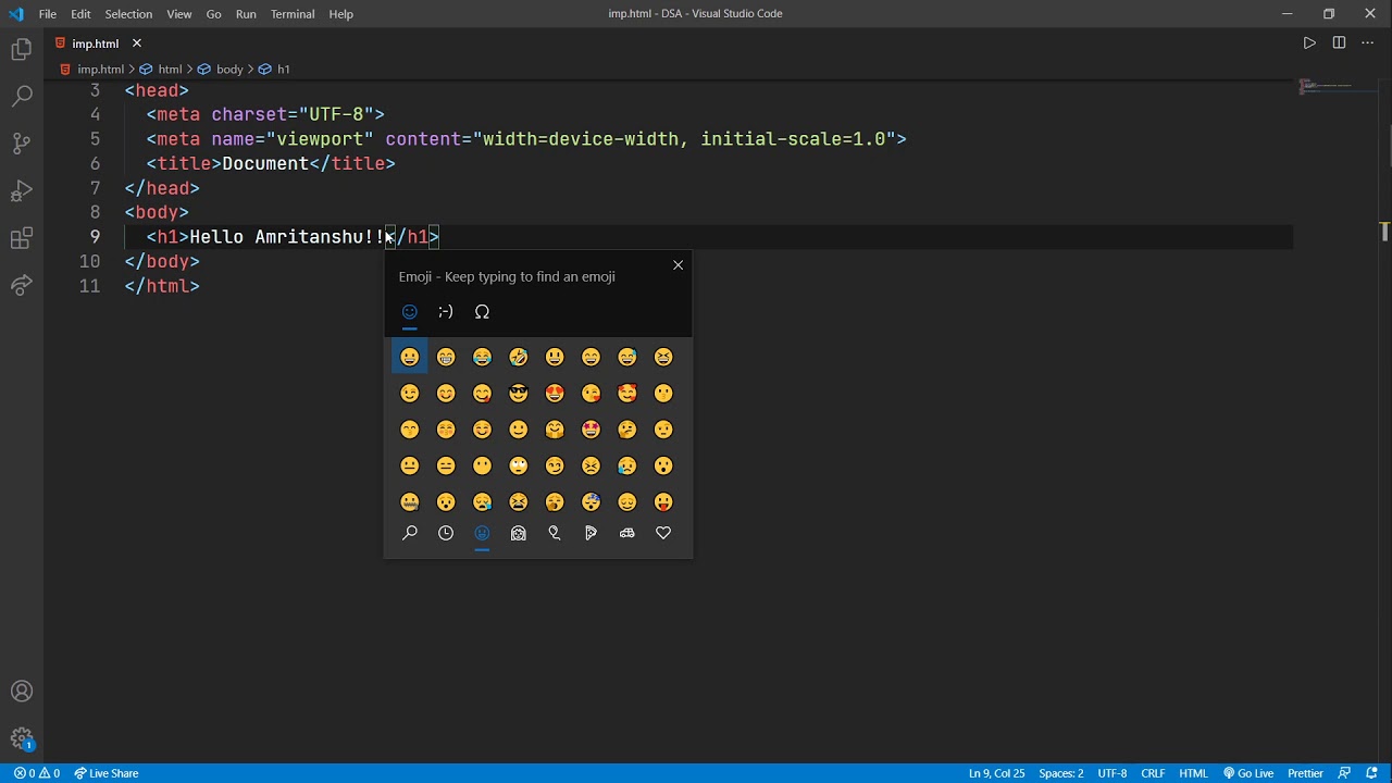 How To Use Emoji In Vs Code Youtube