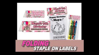How To Make Folding, Staple On Labels For Coloring Books & Crayons screenshot 5