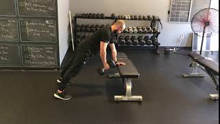 1-Arm DB Row from Push-Up Position Off Bench