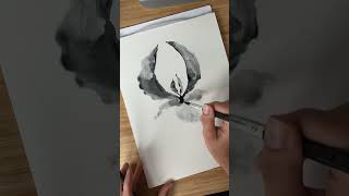Watercolor tutorial. Iris painting in black and white #shortsvideo #shorts #inktober #arttips