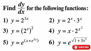 Exponential Differentiation Made Easy | 6 Chain Rule Examples Step by Step