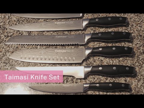 TAIMASI Knife set, 23 Pcs Kitchen Knife Set with Block and Sharpener Rod,  High Carbon Stainless Steel Chef knife set for kitchen, Ultra
