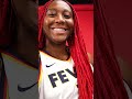 Indiana Fever's Aliyah Boston with her 2023 WNBA Rookie of the Year and WNBA All-Rookie Trophies