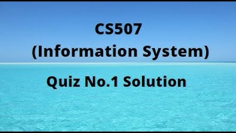 CS507 (Information System) Quiz No.1 Solution Spring 2022