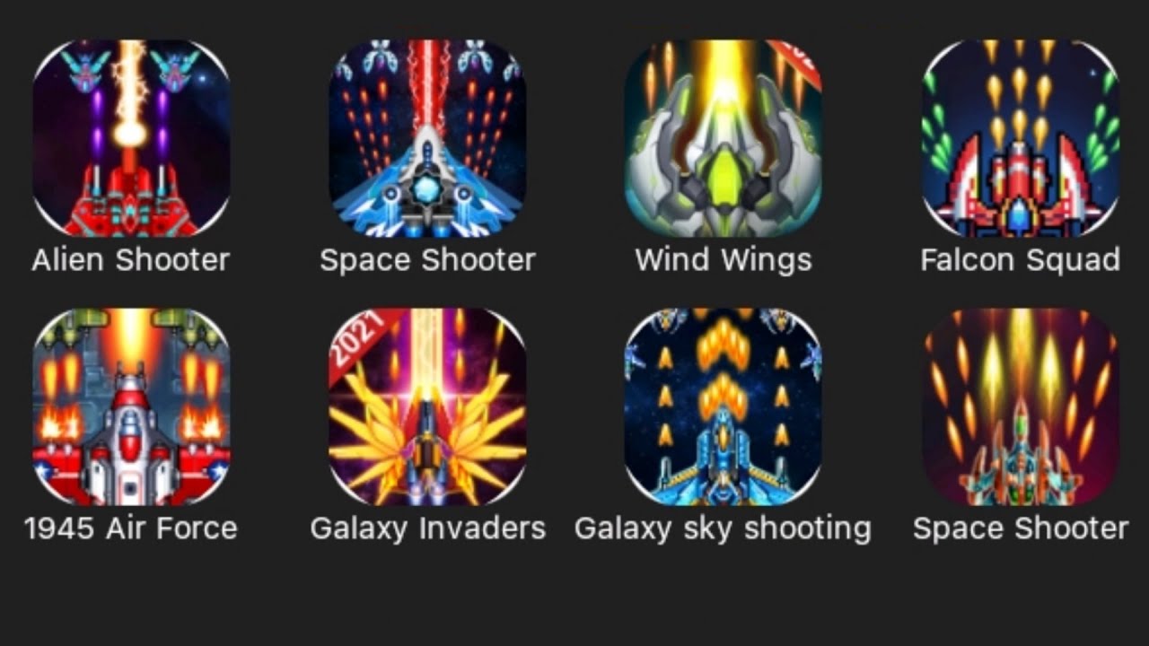 Top 8 Space Shooter Android Games Galaxy Attack, Space shooter, Falcon Squad, Galaxy Invaders