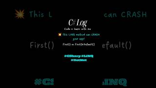 First Vs FirstOrDefault Linq #CSharp #DotNet #CodingTips #.NetDev #LearnCSharp#YouTubeShorts